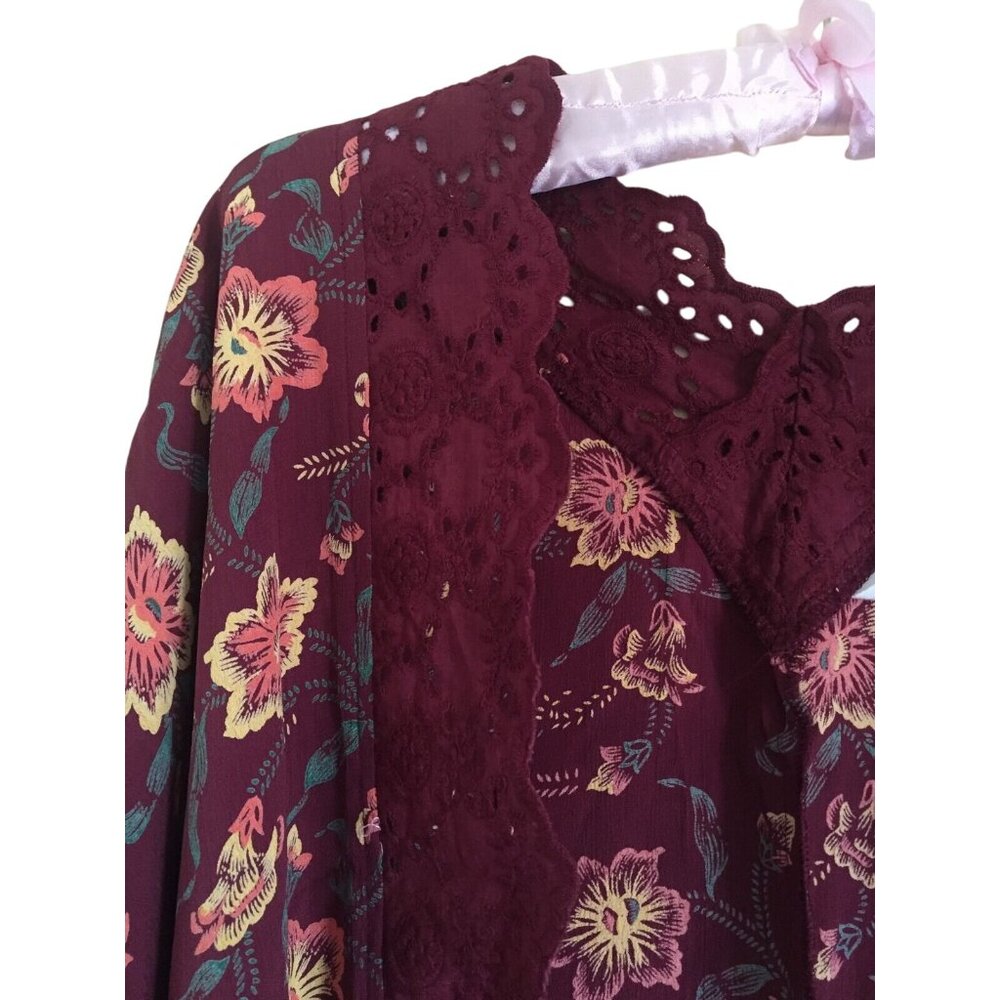 NWOT Nordstrom Floral Crochet Trim Kimono Throw Duster - Picture 10 of 13